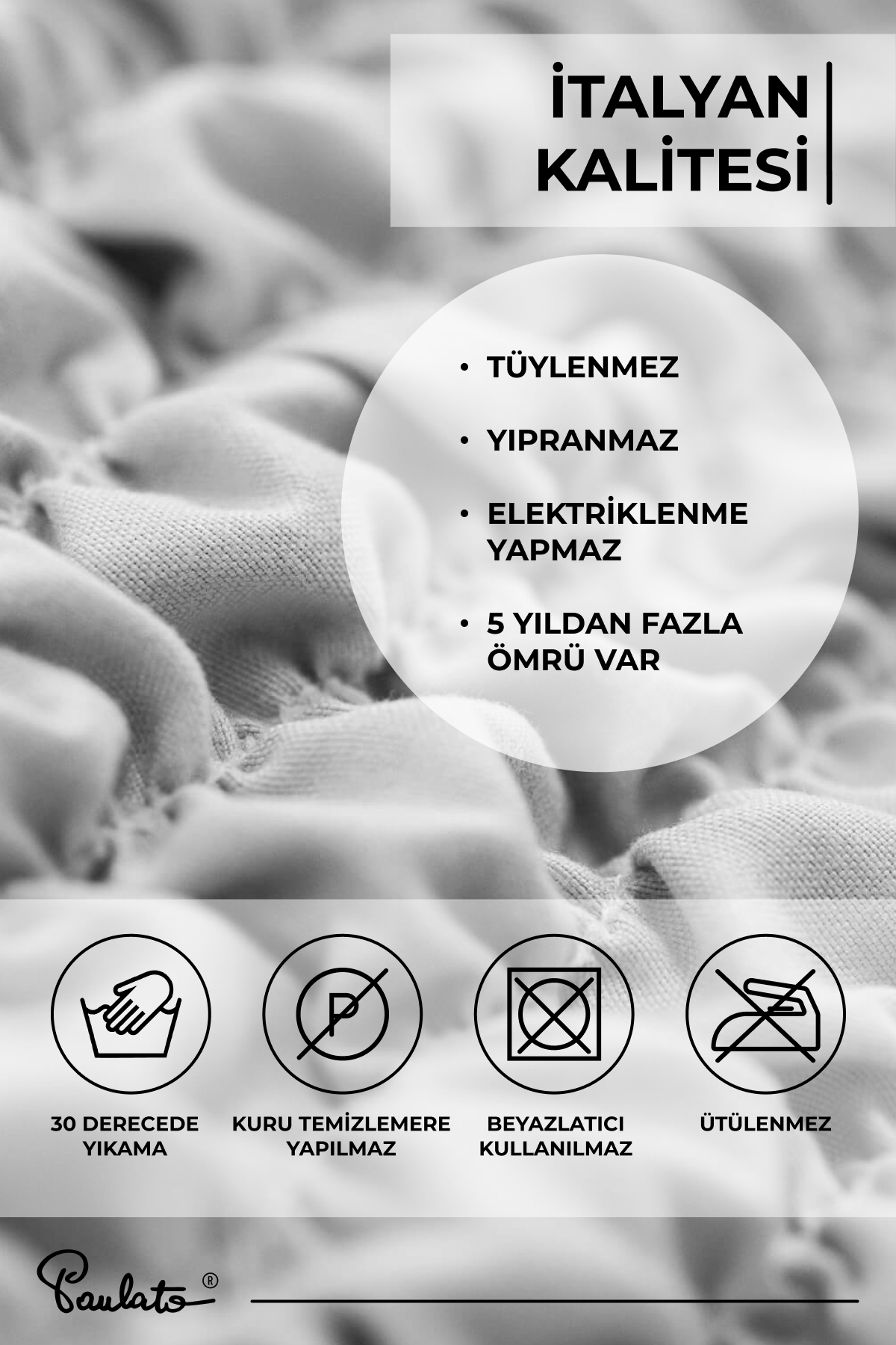 Paulato Lastikli Esnek ve Yıkanabilir 4 Kişilik Koltuk Örtüsü Çekyat Kanepe Kılıfı - Açık gri - Görsel 3