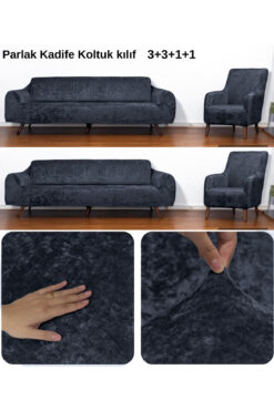 Hantaj Yumuşacık Yıkanabilir Tüy Leke Tutmayan Lastikli Kadife Koltuk Örtüsü Koltuk Kılıfı Takımı 4lü"set