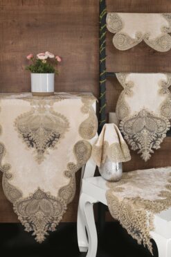 ZeynoÇeyiz Kadife Salon Takımı 5 Parça Capucino