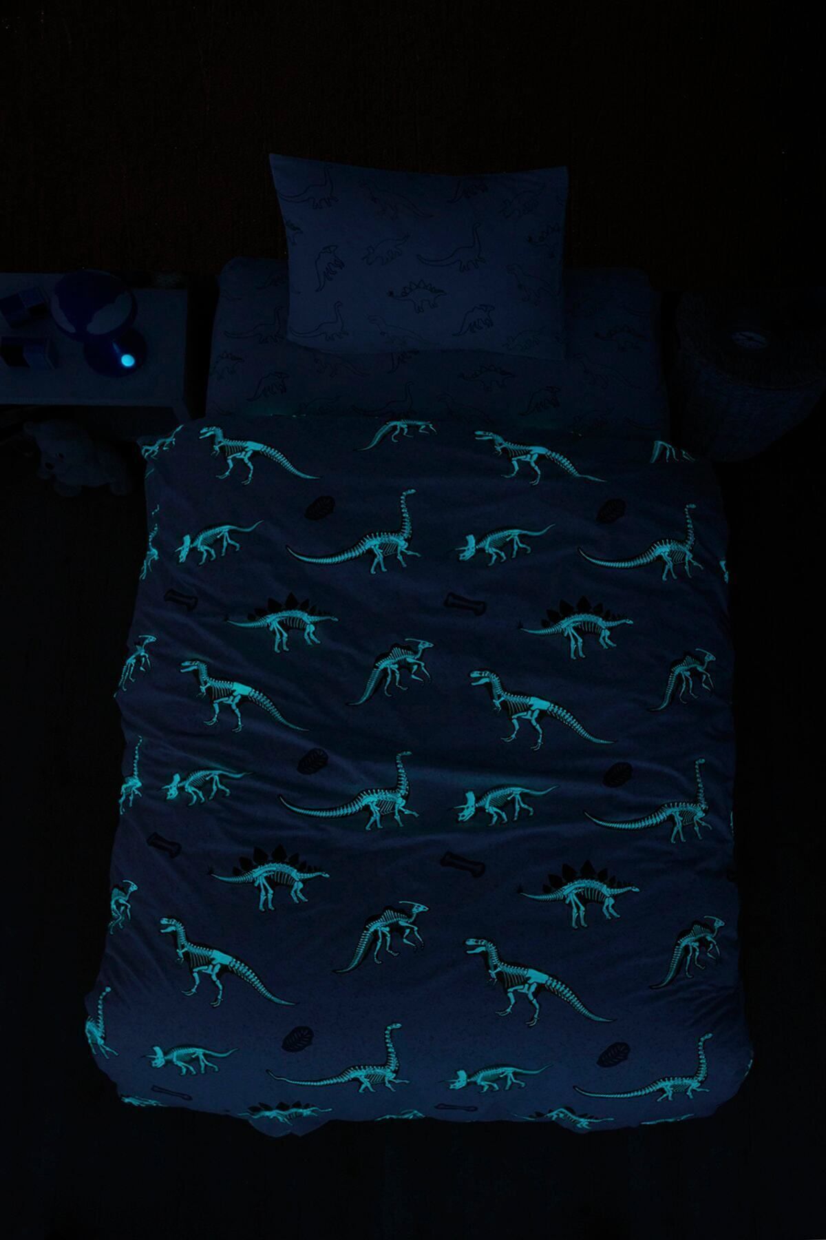 DENİZLEY Çocuk Nevresimi Dinazor Baskılı(gece Parlayan)