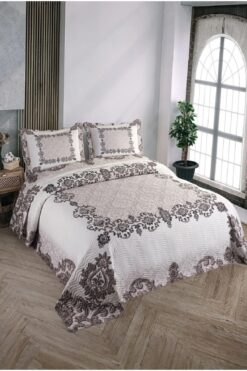 Örtüm Çift Kişilik Microfiber Kapitone Yatak Örtüsü(GLORİA KAHVE)