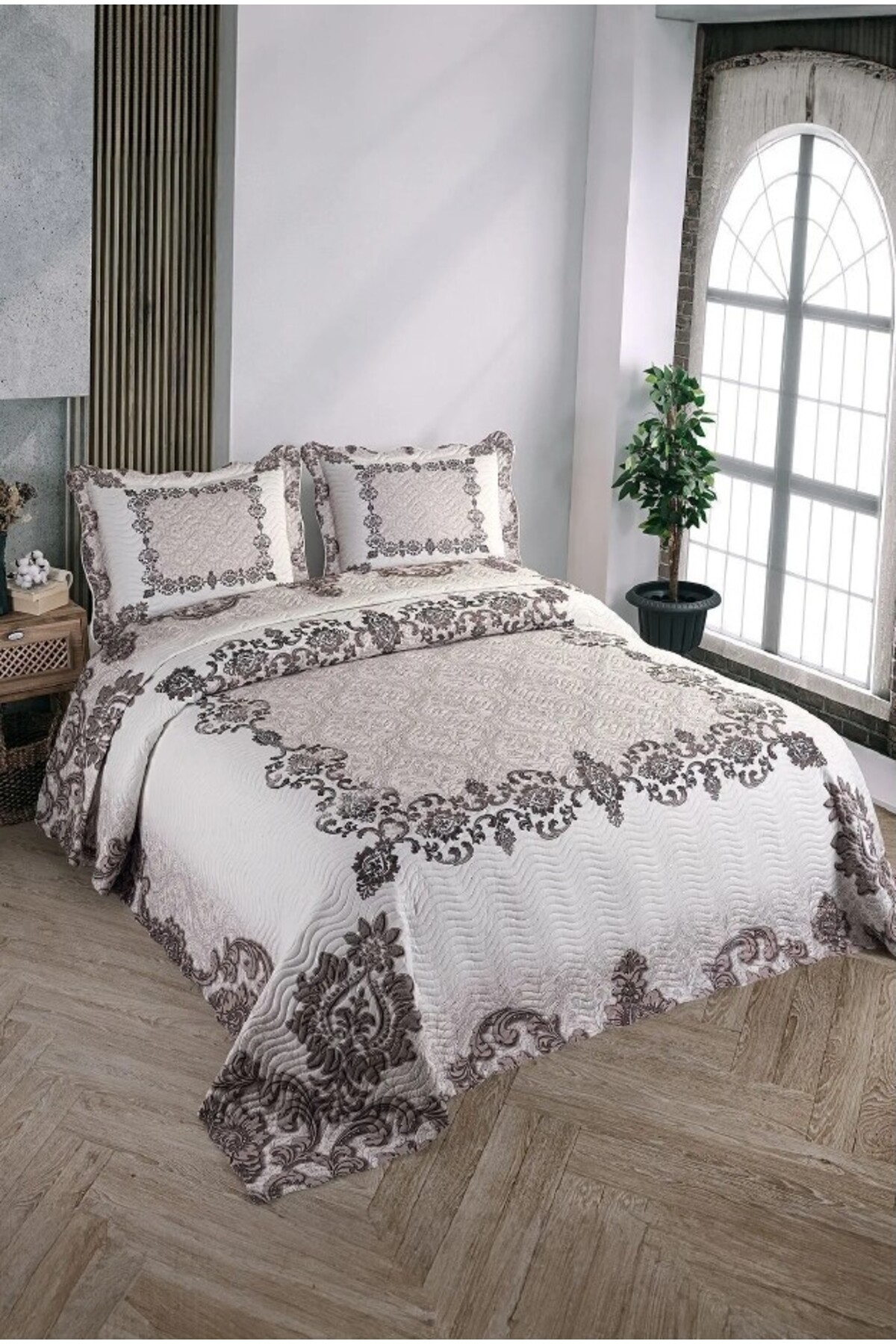 Örtüm Çift Kişilik Microfiber Kapitone Yatak Örtüsü(GLORİA KAHVE)