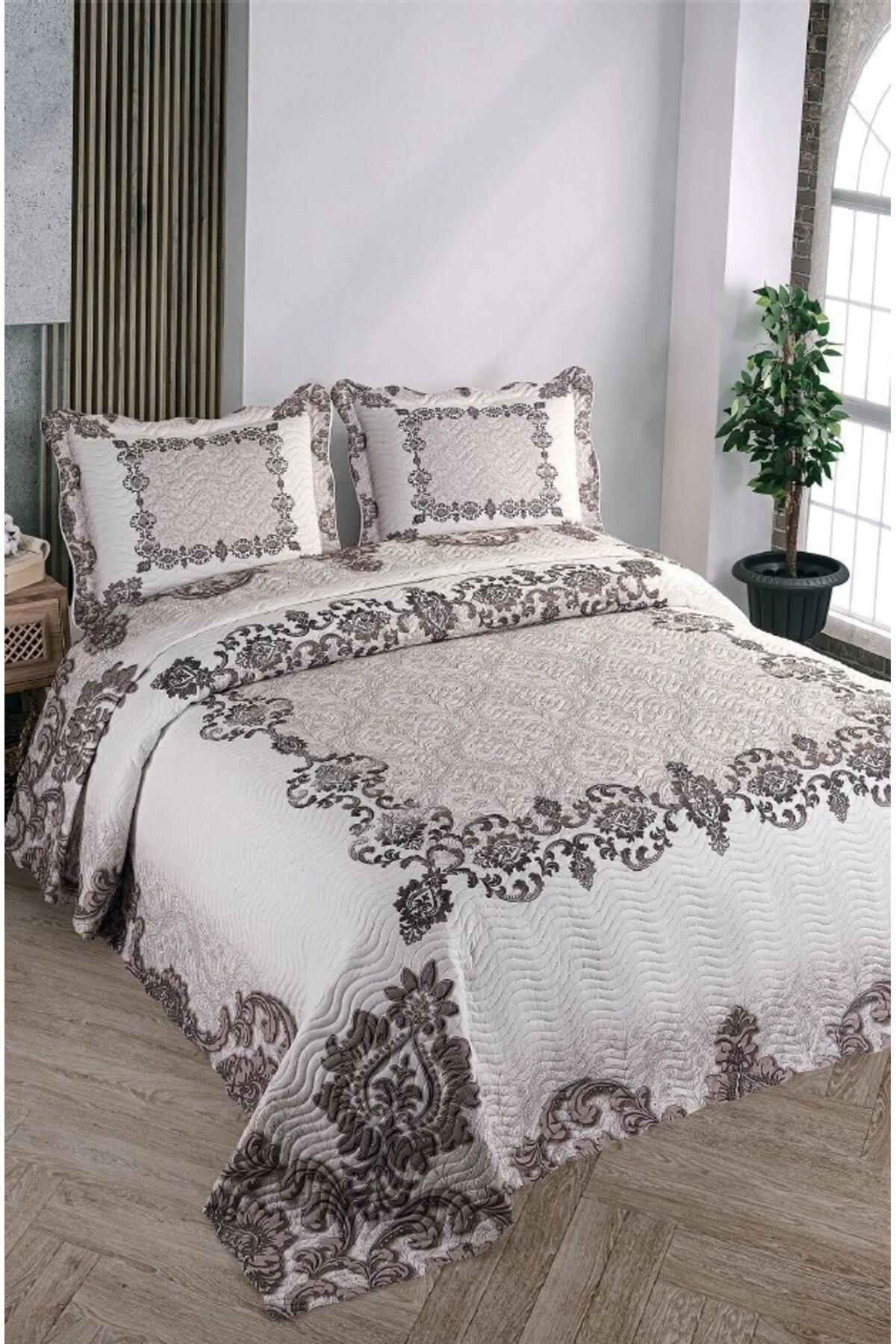 Örtüm Çift Kişilik Microfiber Kapitone Yatak Örtüsü(GLORİA KAHVE) - Görsel 2