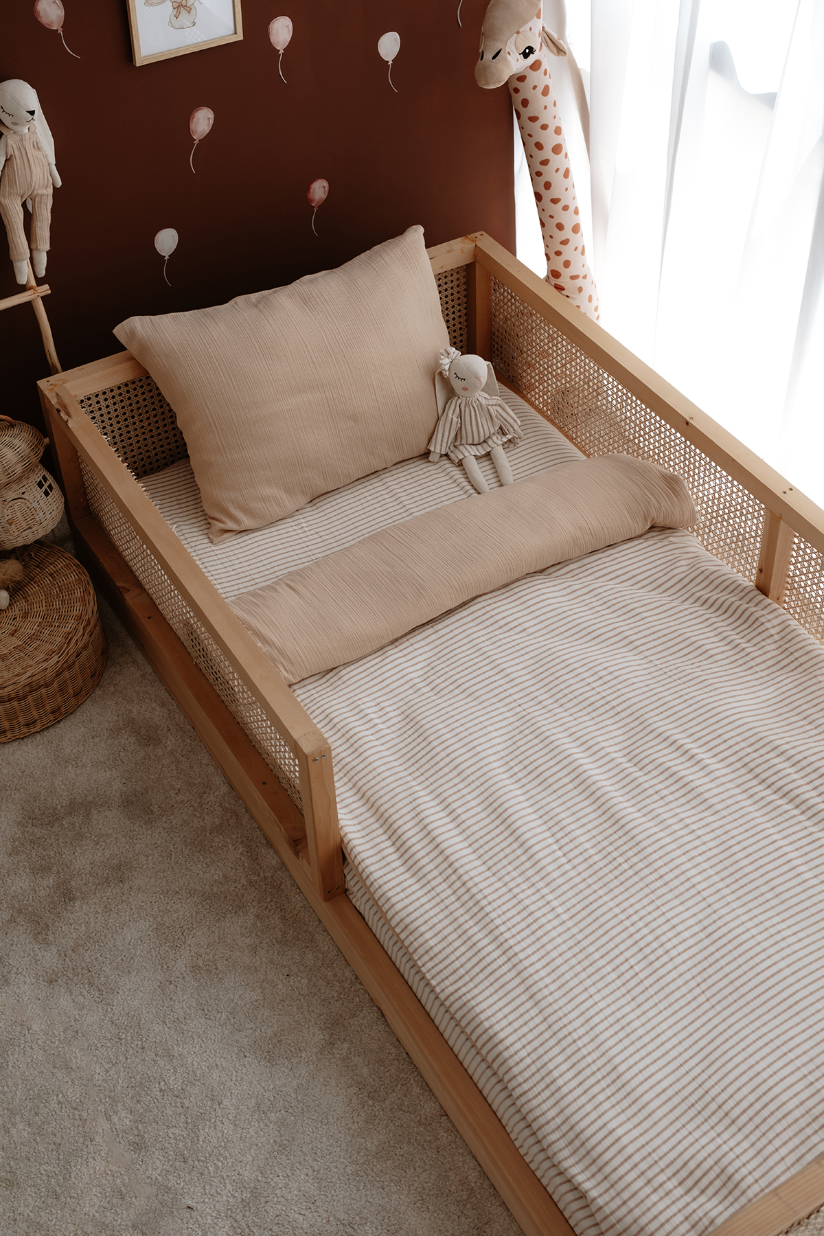 TBA COLLECTION Müslin Montessori Nevresim Takımı (100x200) | Line Series - Beige