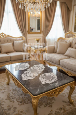 Çt Çeyizci Tekstil Salon Takımı, Yatak Odası 3 Parça Sehpa Örtüsü, Masa Örtüsü 3 Parça Oda Takımı