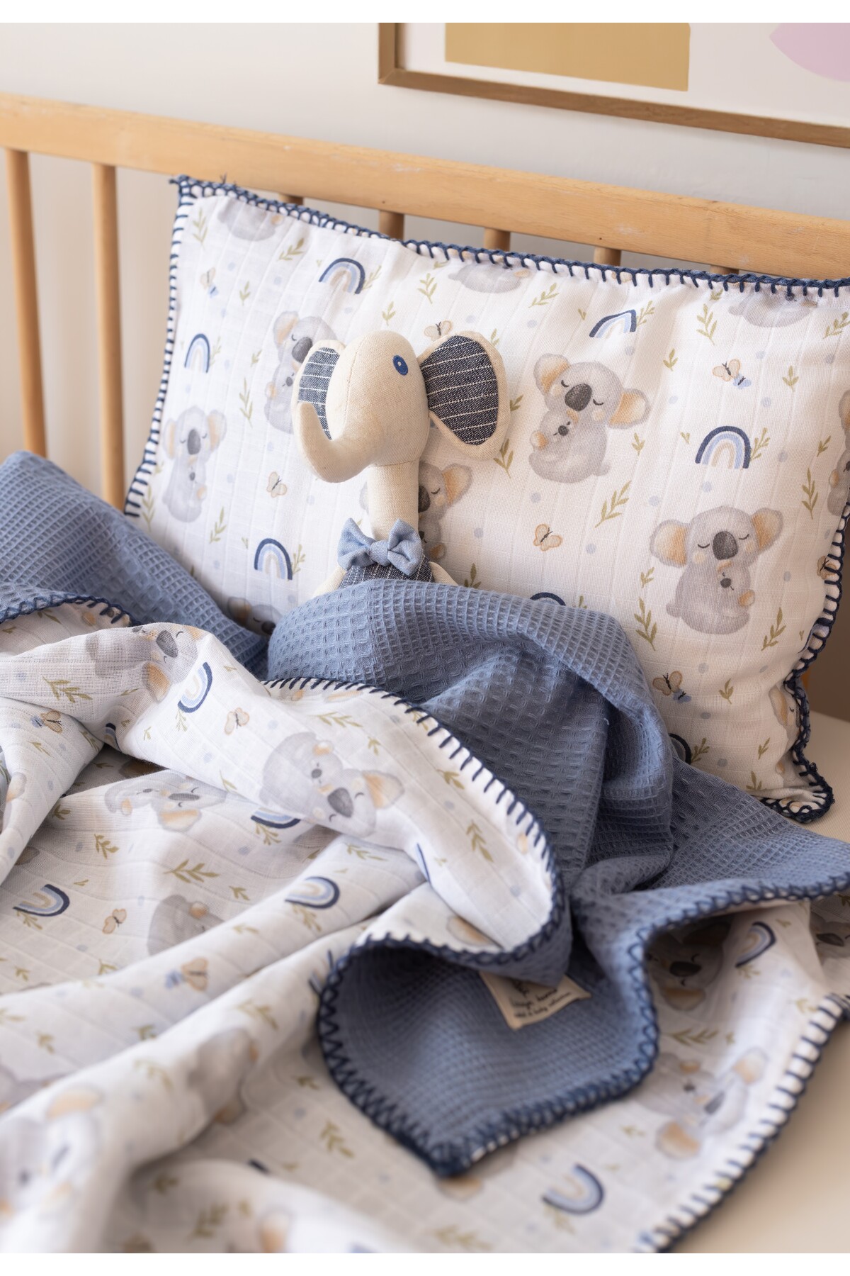 lizayn home Waffle Müslin Pike Örtü 100x100 & Yastık Kılıfı 35x45 %100 Pamuk Oeko-teks Sertifikalı - Görsel 2