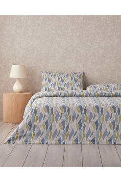 English Home Modern Braid Kolay Ütülenir Tek Kişilik Çarşaflı Nevresim Takımı 160x220 cm Yeşil-Mavi
