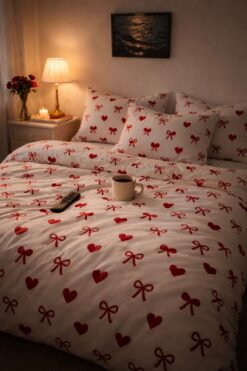 Sheri Home Yeni 100% Pamuk Çift Kişilik Nevresim Seti(YORGAN KILIFI 2ADET YASTIK KILIFI)FİYONKModel886565632025