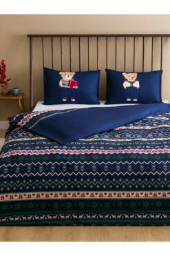 LC Waikiki Lacivert Ayıcık Teddy Baskılı Çift Kişilik Nevresim Seti