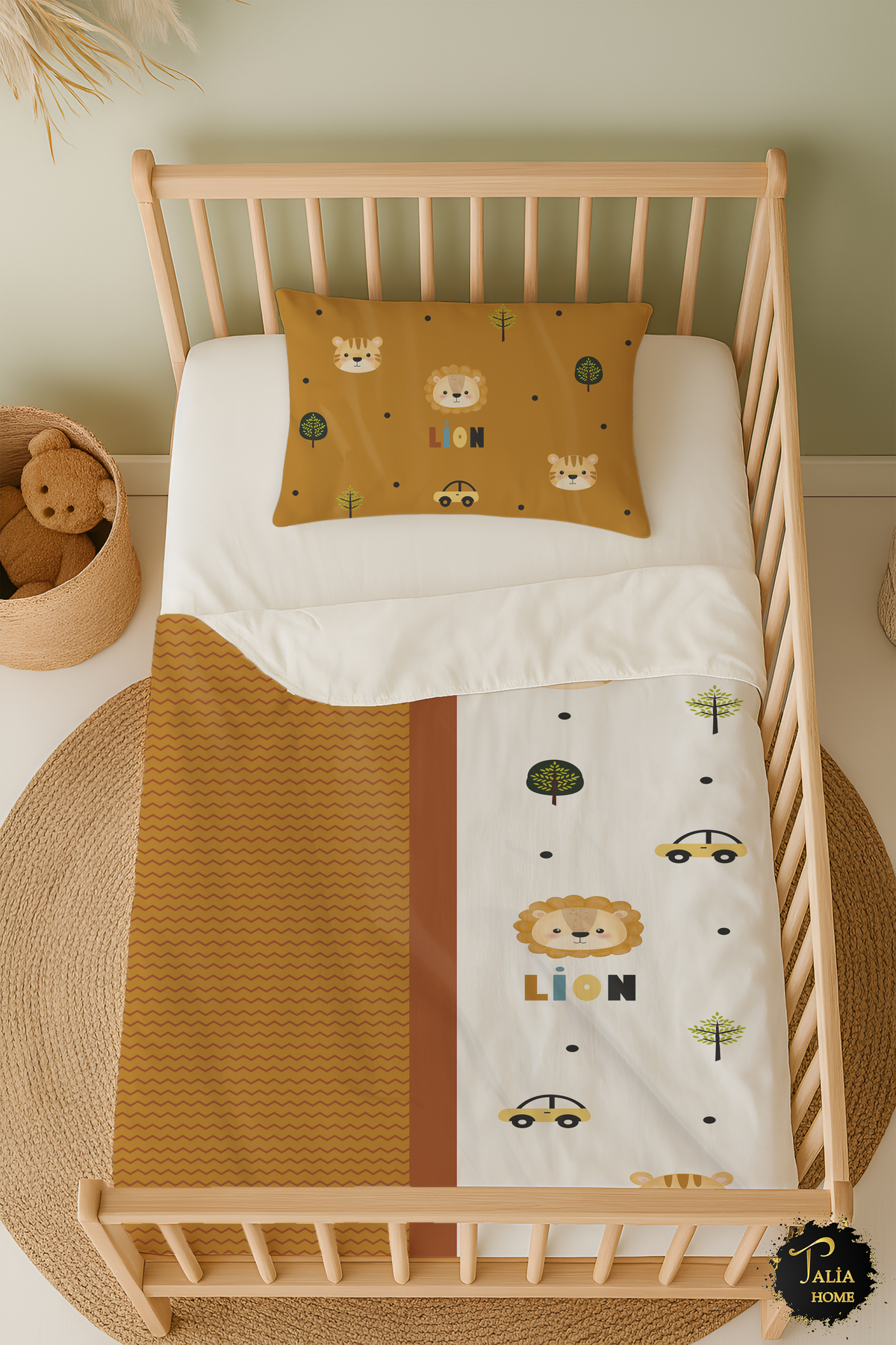 Talia Home Aslan Lion Desenli Bebek Beşik Nevresim Takımı Çarşaflı Tlabn-011
