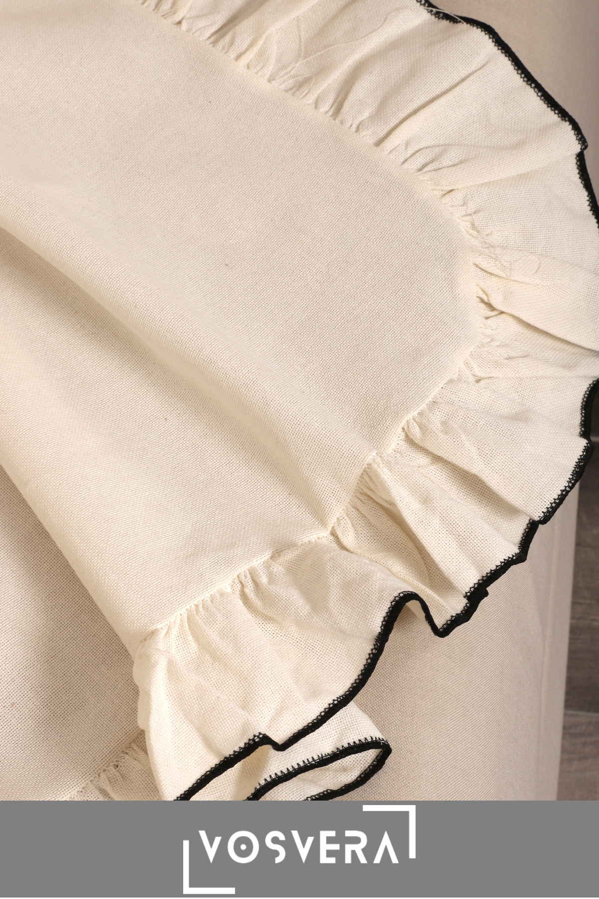 vosvera Fırfırlı Keten Pamuklu Koltuk Örtüsü Tek Biyeli Sedir 180 x 220 cm - Görsel 3