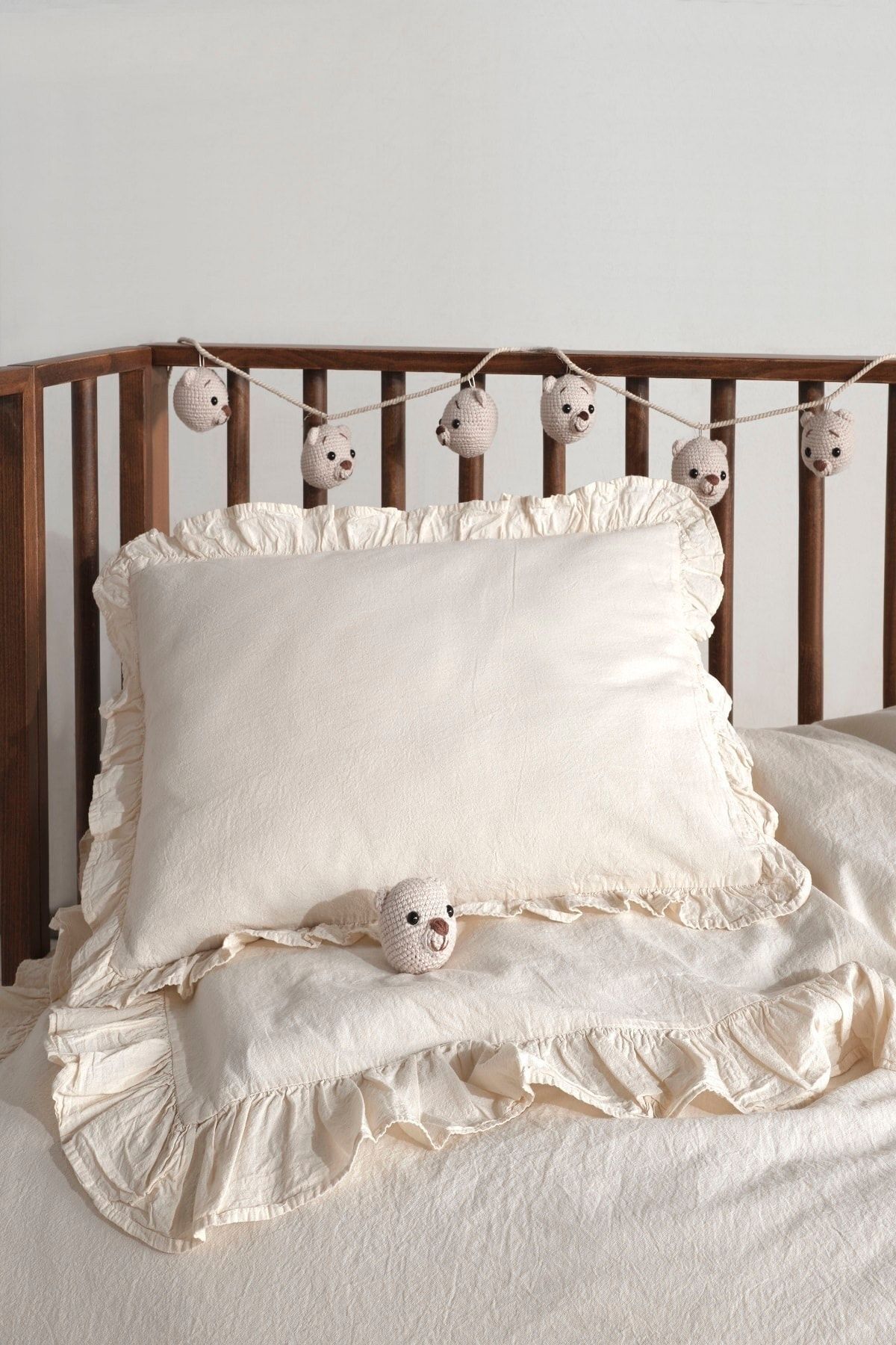 Macas Home Pure Natural Bebe %100 Pamuk Fırfırlı Yıkamalı Nevresim Takımı 100*150 - Görsel 2