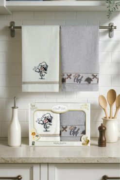 Genel Markalar 2'li Mutfak Havlusu - Aşçı Desenli - 40X60 -%100 Pamuklu - Kutulu