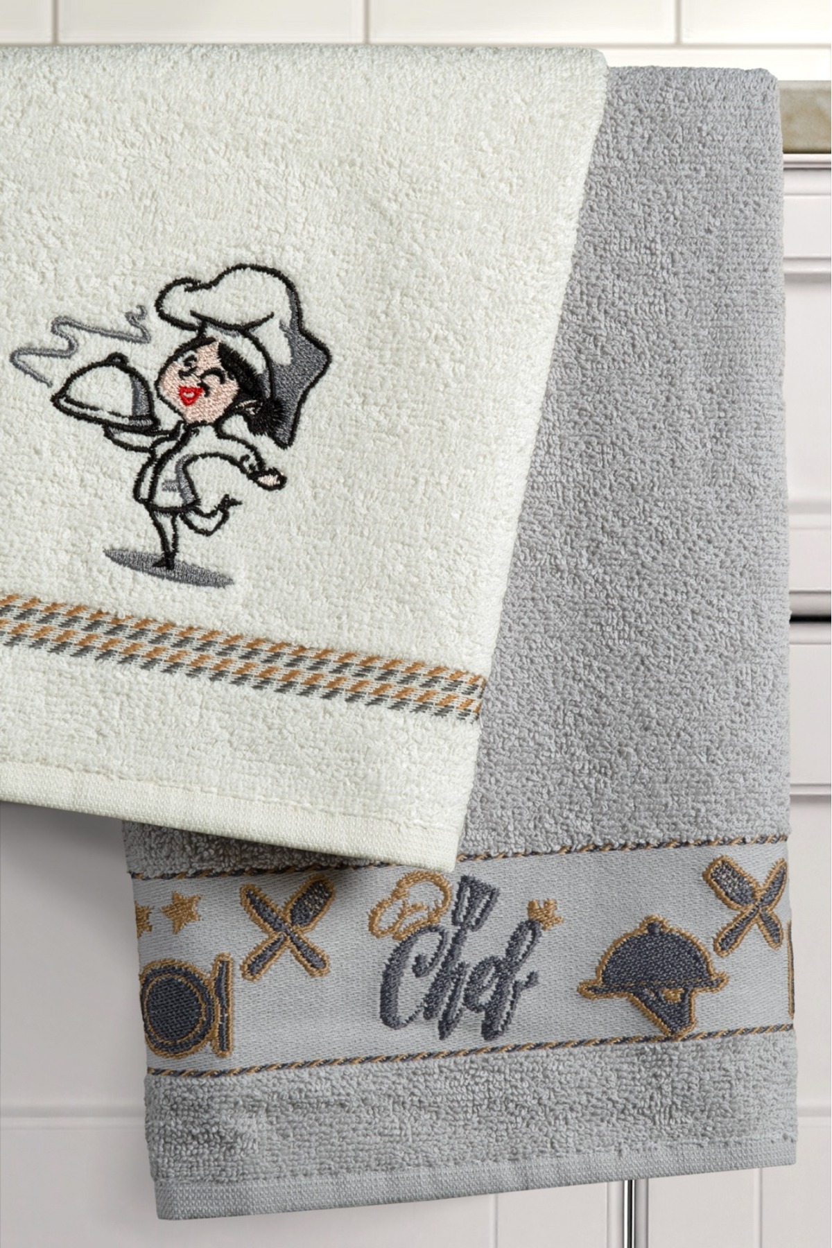 Genel Markalar 2'li Mutfak Havlusu - Aşçı Desenli - 40X60 -%100 Pamuklu - Kutulu - Görsel 2