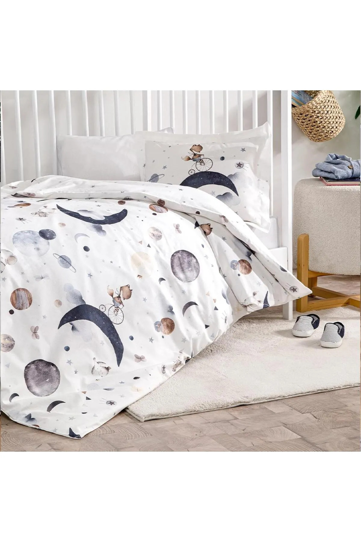 Özdilek Özdilek Ranforce Bebek Nevresim Takımı Cute Space Krem