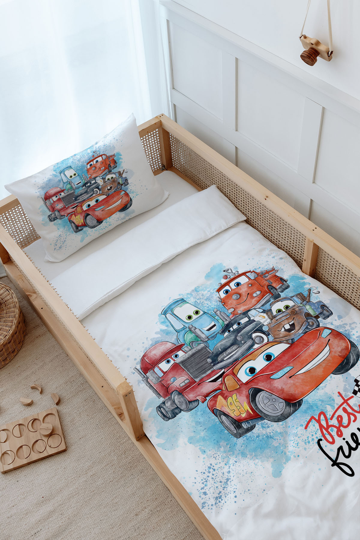 Tuğba Kuğu Montessori Nevresim Seti (100x200) - Cartoon Serisi - Şimşek Mcqueen Ve Arkadaşları - Görsel 3