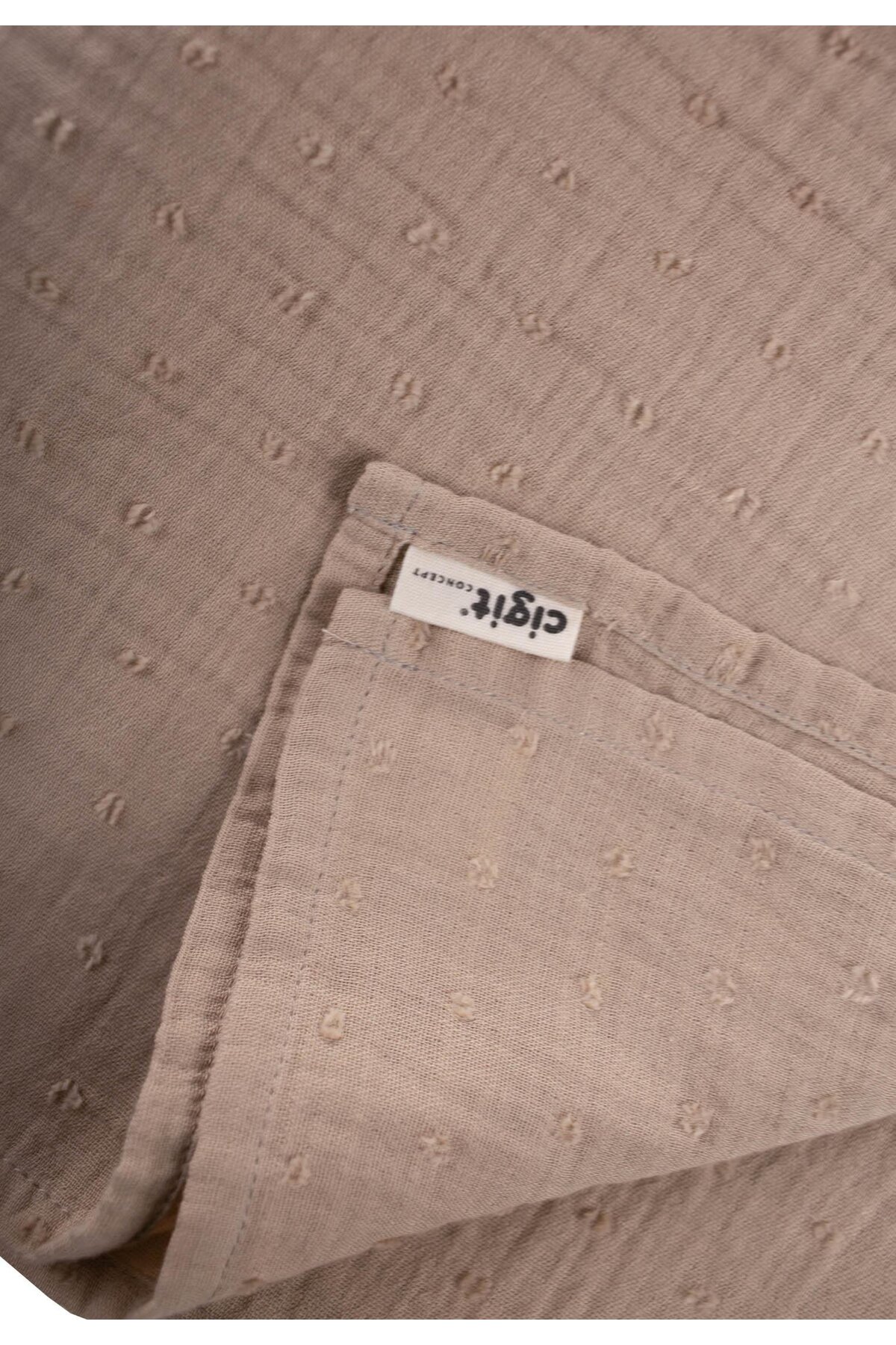 Cigit Naturel Puantiyeli Organik Müslin Battaniye 90X100 Cm Vizon - Görsel 2