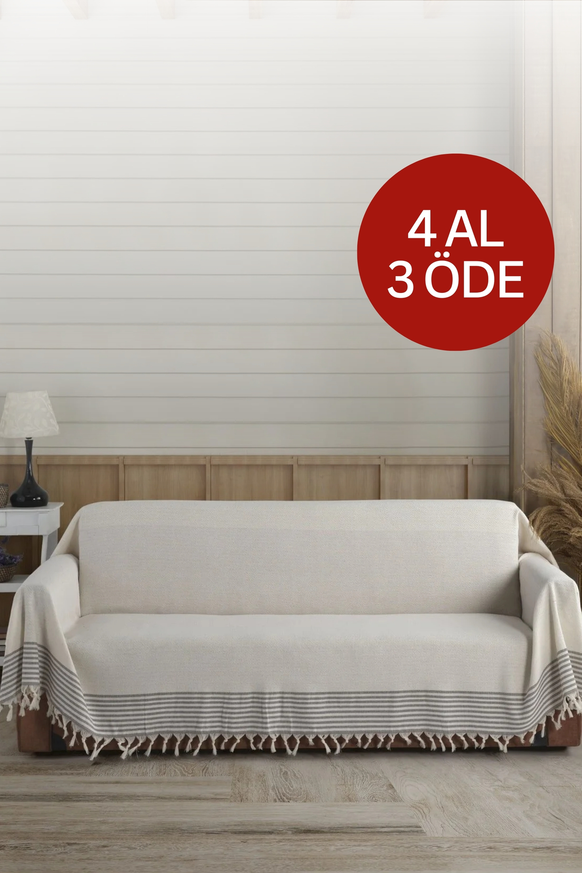 Lux Touch Ekru Kolları Örten Organik Buldan Bezi Battal Boy Bergama 180 X 300 Cm Koltuk Kanepe Çekyat Örtüsü