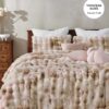 Evlen Home Collection Kürk Yatak Örtüsü Çift Kişilik Dolgulu Peluş Yumuşak Tavşan Tüyü Yorgan 3 Parça Paye Krem Bej