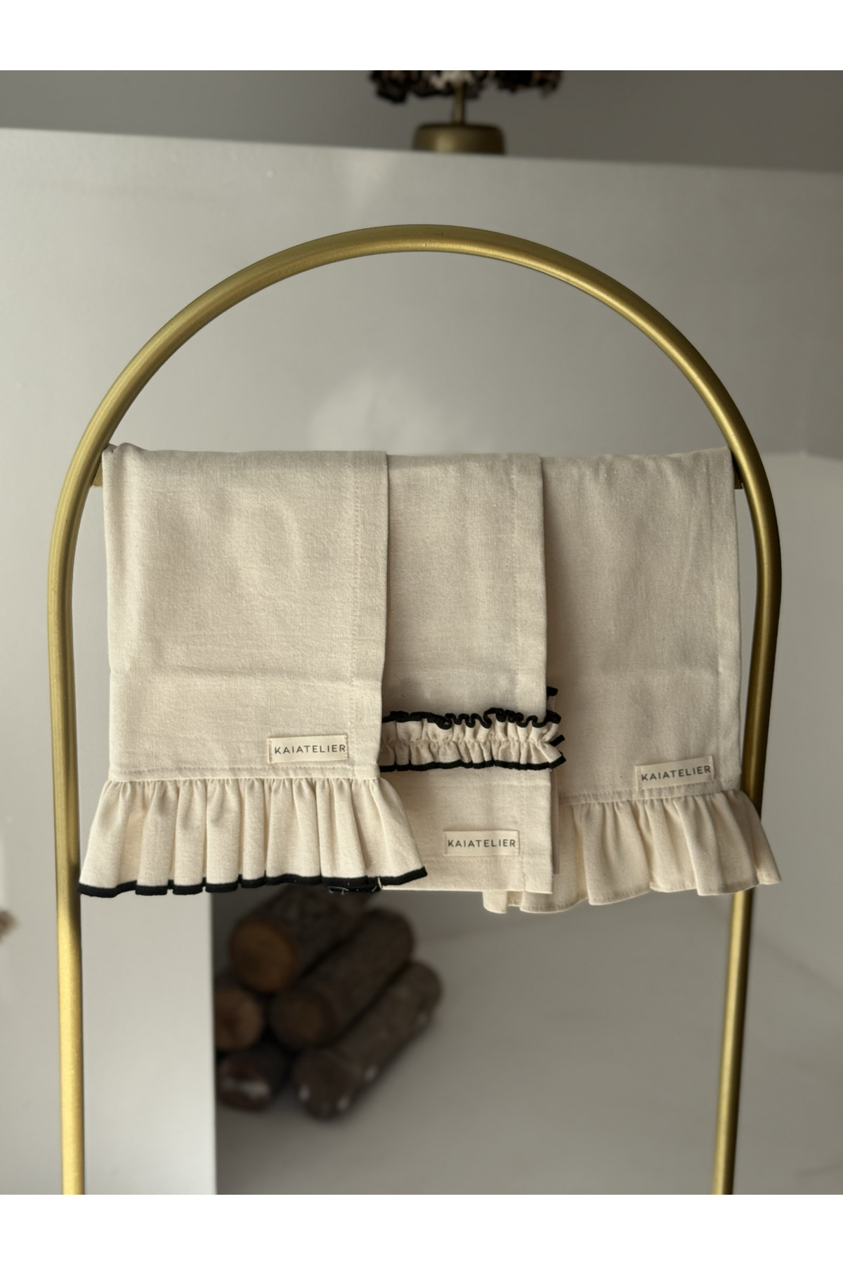 KaiAtelier 3Lü Natural Nakışlı Kurulama Bezi Seti