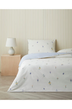 English Home Flowery Kolay Ütülenir Çift Kişilik Nevresim Takımı 200x220 cm Mavi - Yeşil