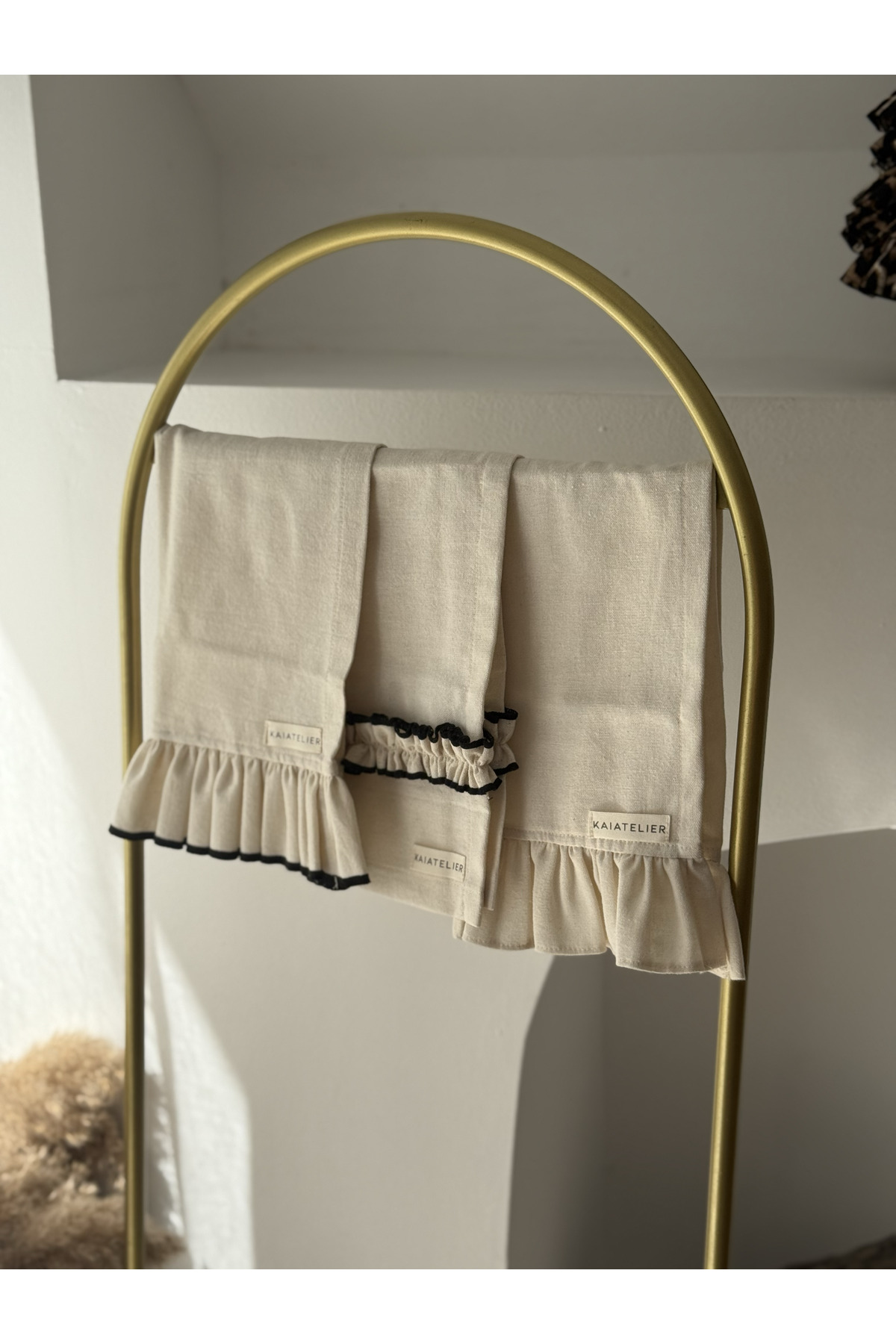 KaiAtelier 3Lü Natural Nakışlı Kurulama Bezi Seti - Görsel 2