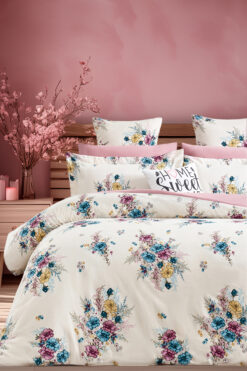 Always Çarşafı Lastikli Çift Taraflı Çift Kişilik Nevresim Takımı Rozalin