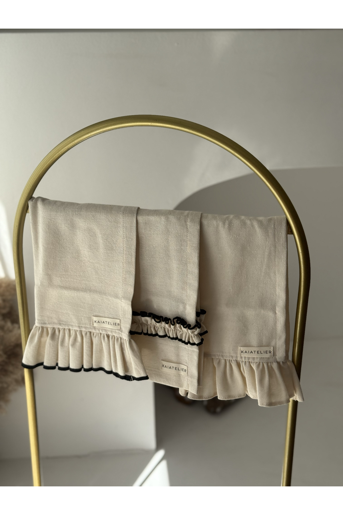 KaiAtelier 3Lü Natural Nakışlı Kurulama Bezi Seti - Görsel 3