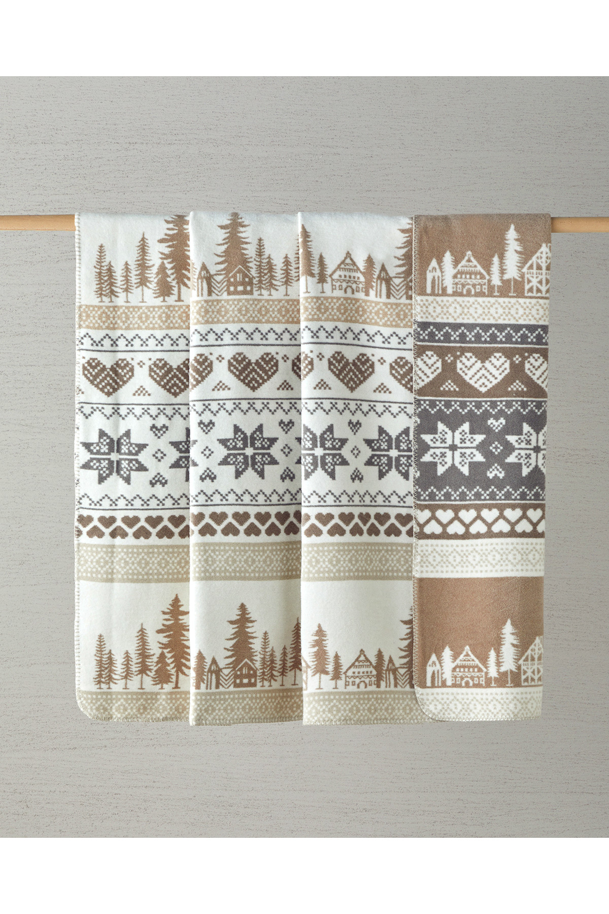 English Home Winterfell Pamuklu Çift Kişilik Battaniye 200x220 cm Bej - Görsel 2