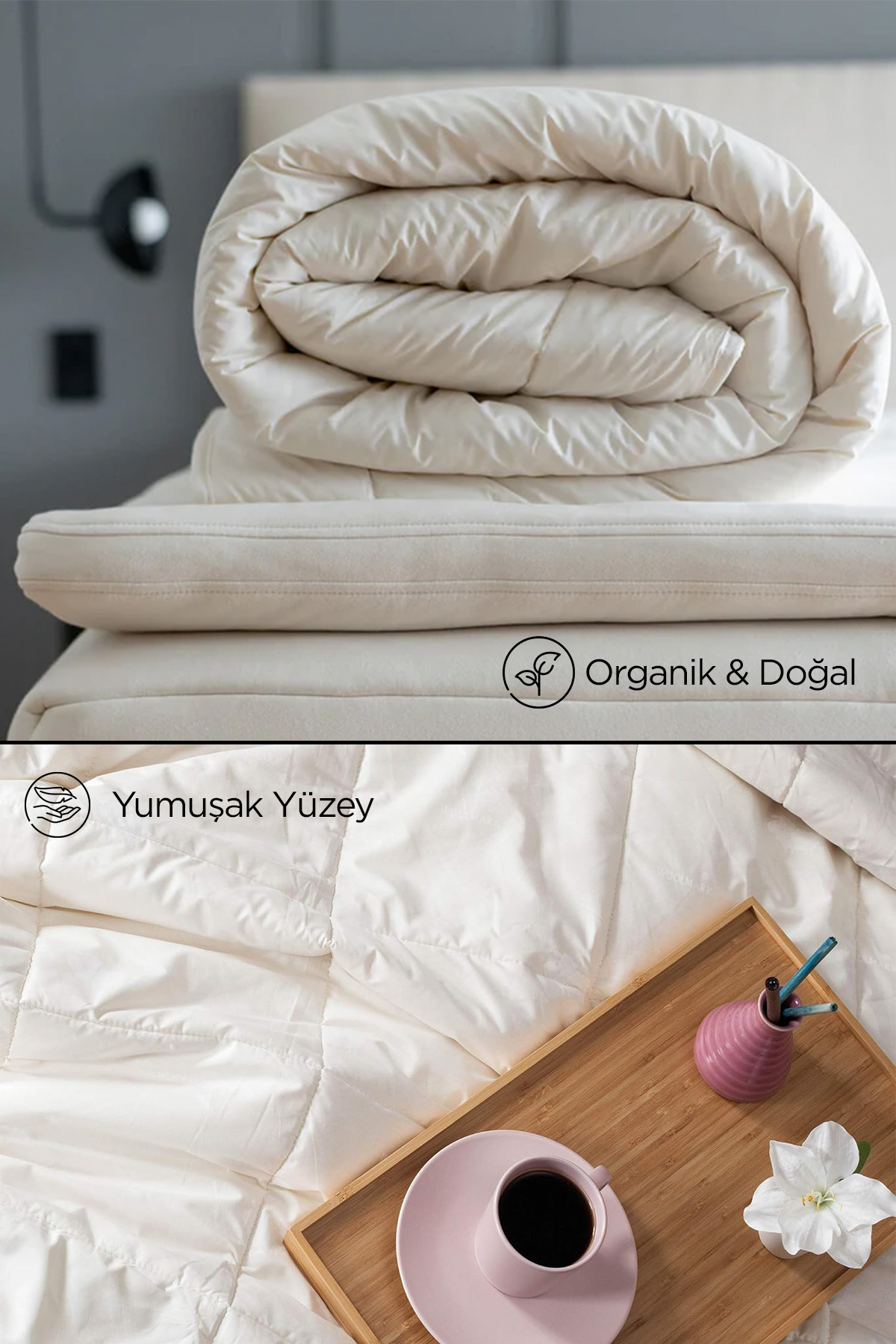 BEYAZLALE Battal Boy Kuzu Yünü %100 Doğal Yorgan | Özel Çantalı Organik Merinos Yün Yorgan - Görsel 2