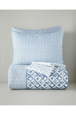 English Home Symetra Kolay Ütülenir Çarşaflı Çift Kişilik Nevresim Takımı 200x220 cm Mavi