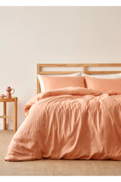 Bella Maison %100 Pamuk Saten Matsu Çift Kişilik Nevresim Takımı Somon (200x220 cm)