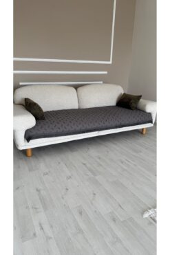 DİLETTO Bohem Püsküllü Çizgili Oturma Yerini Kapatan Koltuk Örtüsü Gri 90 X 200