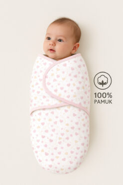 Mimocan 0-4 Ay Yenidogan Bebek Için %100 Pamuklu Kalpli Kundak, Cırt Cırtlı,yumuşak Penye Kumaş
