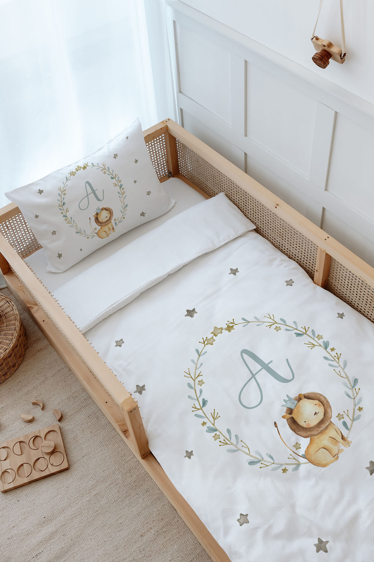 Tuğba Kuğu Montessori Nevresim Seti (100X200) - Little Lion Series - A Harfi - Görsel 3