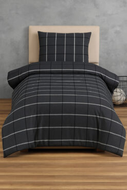 Loova Nevresim takımı tek kişilik"yorgan kılıfı+lastikli çarşaf+yastık kılıfı" ekose kareli %100 pamuk