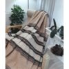 Genel Markalar 4 Mevsim Pamuklu Battaniye Çift Kişilik 180*220cm Balkon Tv Battaniyesi Kahverengi Çizgili