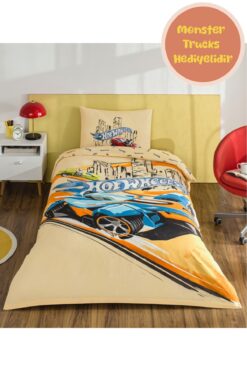 Taç Taç Lisanslı Hot Wheels Winner Tek Kişilik Pamuk Nevresim Takımı & M. Track HEDİYELİ