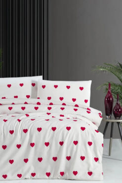 Sheri Home kalpli çift kişilik çift taraflı nevresim+2 adet yastık kılıfı
