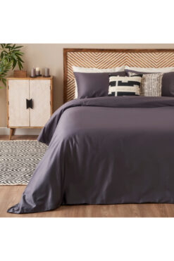 Bella Maison %100 Pamuk Saten Supreme Basic Çift Kişilik Nevresim Seti Antrasit (200x220 cm)