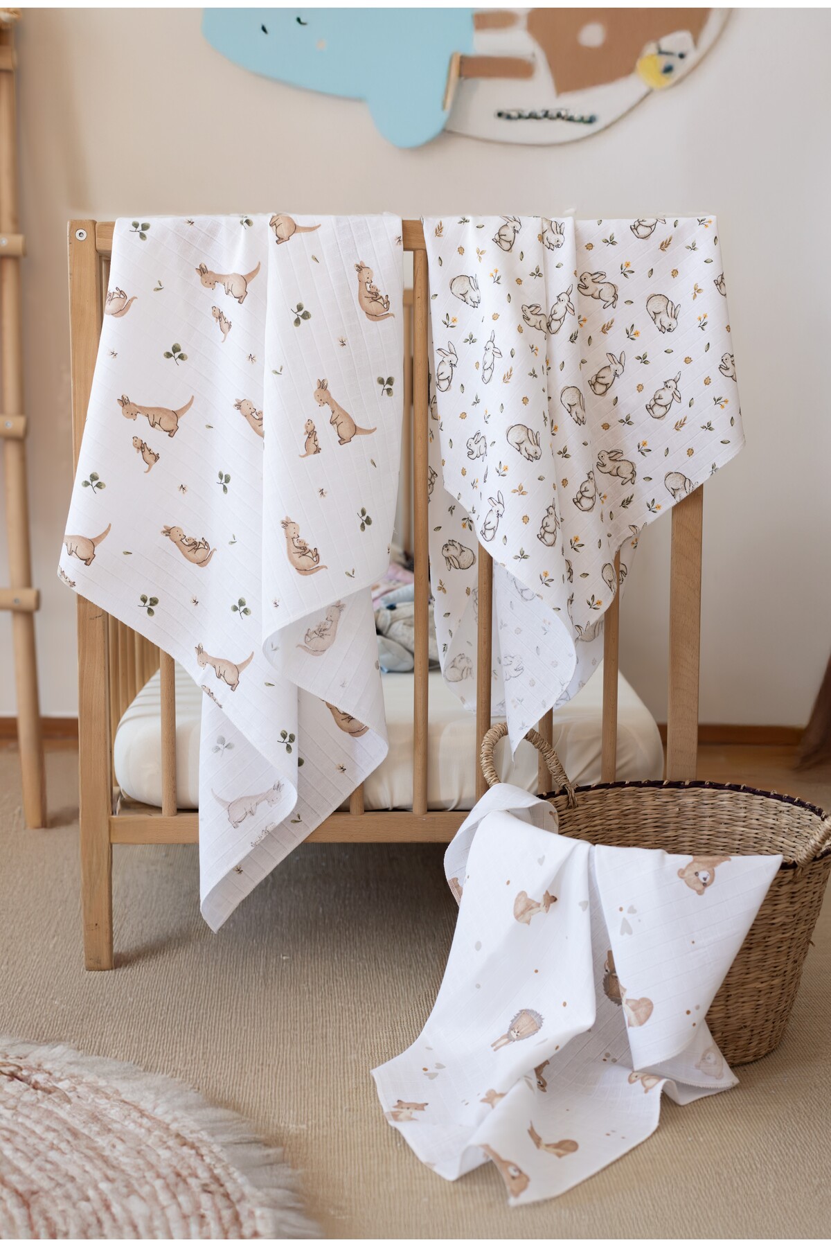 lizayn home Çok Amaçlı Müslin Örtü & Battaniye 3'lü Set %100 Pamuk Oeko-teks Sertifikalı 80x80 Cm - Görsel 2