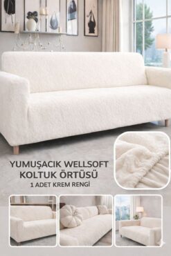 BTF HOME Yumuşacık Welsoft Lastikli 3 Kişilik Koltuk Örtüsü Kaymaz, Esnek Yıkanabilir Koltuk Kılıfı