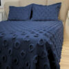 diabella Ponpon Desenli 3 Parça Çift Kişilik Yatak Örtüsü Lacivert