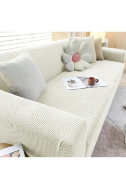 UYUMEV BAMBU 3 KİŞİLİK PİTİKARE LİKRALI KOLTUK ÖRTÜSÜ. STREÇ LASTİKLİ ÇEKYAT KANEPE ÖRTÜSÜ. 1 ADET. KREM