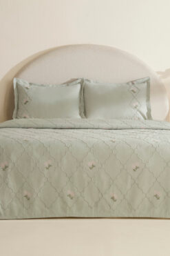 Karaca Home Myra Çift Kişilik Çiçekli Yatak Örtüsü Adaçayı