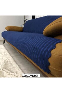 DECORA CASA HOME COLLECTİON Bambu Çizgili Süngerli Kadife Kaymaz Çekyat Koltuk Örtüsü 170 X 210