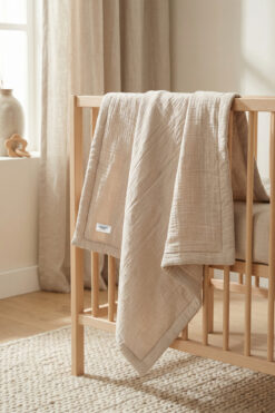 HAMUR Pamuklu Müslin Yenidoğan Bebek Yorganı Yumuşak Çocuk Battaniyesi Bej