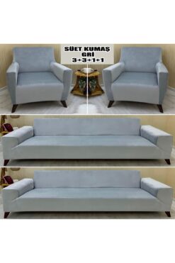 KILIFSAN İTALYAN SÜET KUMAŞ 2 ADET ÜÇLÜ & ÇEKYAT- 2 ADET TEKLİ SET KOLTUK KILIFI