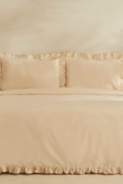 Karaca Home Pure Ruffle %100 Pamuk Çift Kişilik Nevresim Takımı Açık Bej