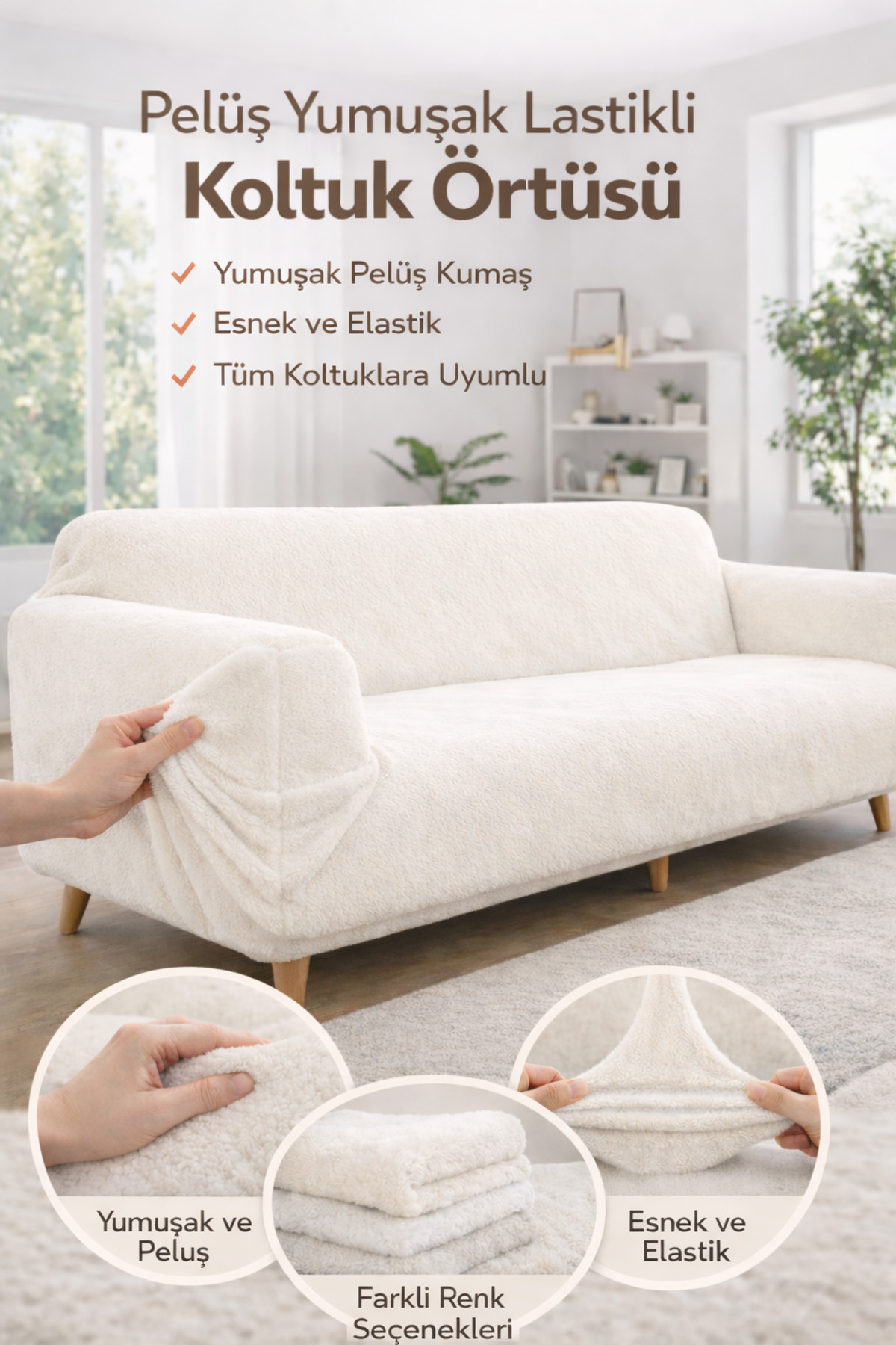 Faiend Pelüş 3 Kişilik Welsoft Kanepe Örtüsü | Lastikli Koltuk Örtüsü |çekyat Örtüsü| koltuk kılıfı